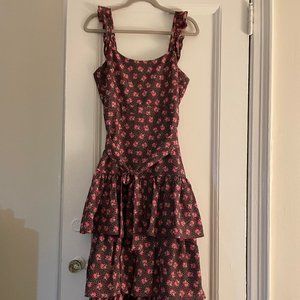 Floral ruffle midi dress